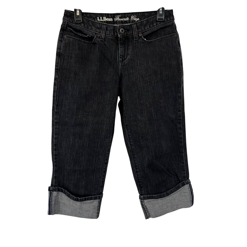 LL Bean Favorite Crop Jeans Womens 4P Black Used - Picture 1 of 12